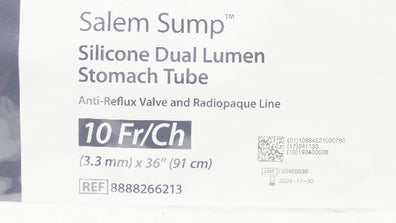 Covidien 8888266213 Salem Sump Silicone Dual Lumen Stomach Tube 10Fr/Ch (x)
